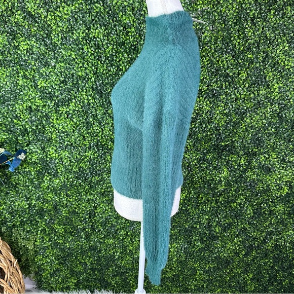 Nwt Teal Mock Neck long sleeve top balloon sleeve - Picture 3 of 8